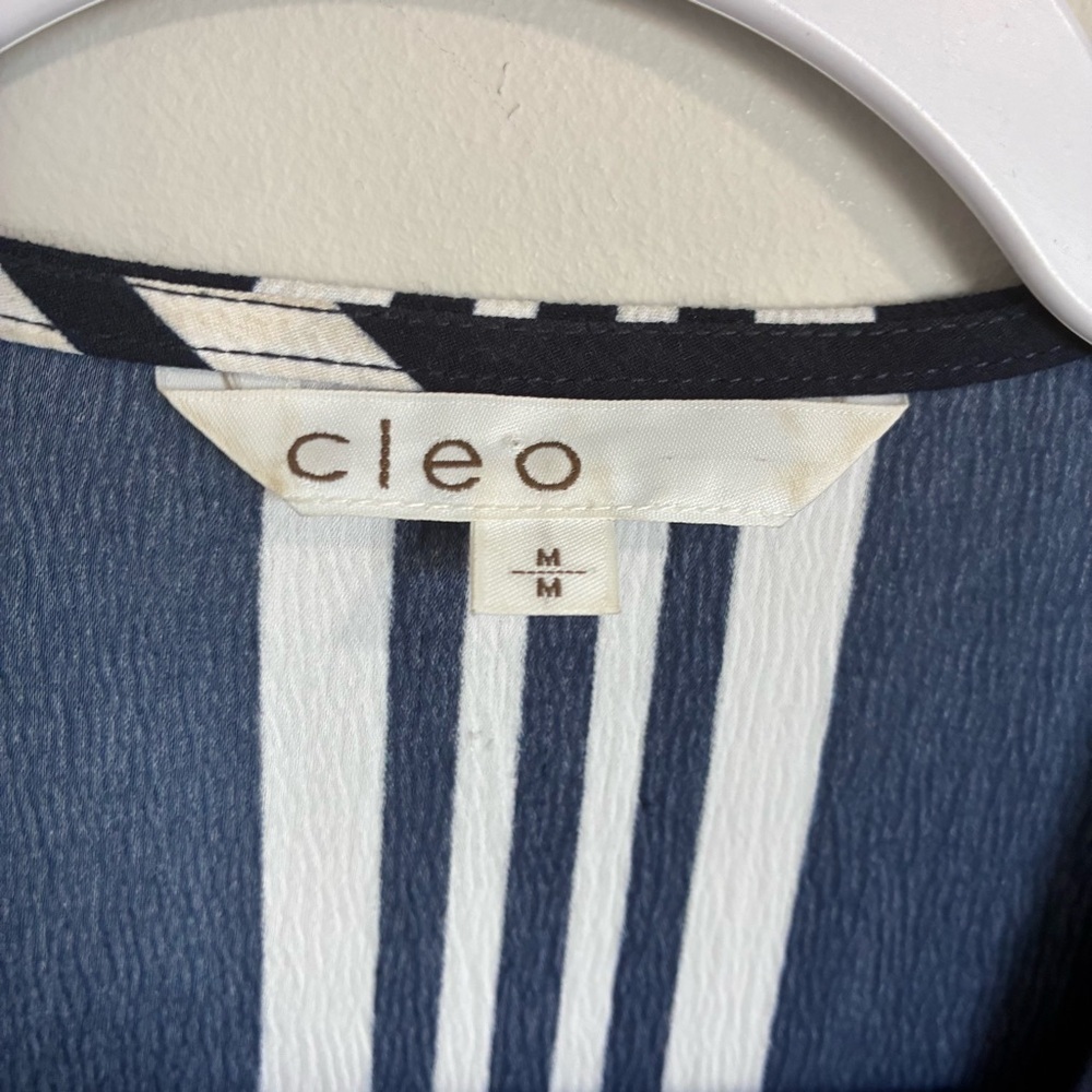 Cleo - Blue and White Striped Drifter Length Top - M - Picture 7 of 9